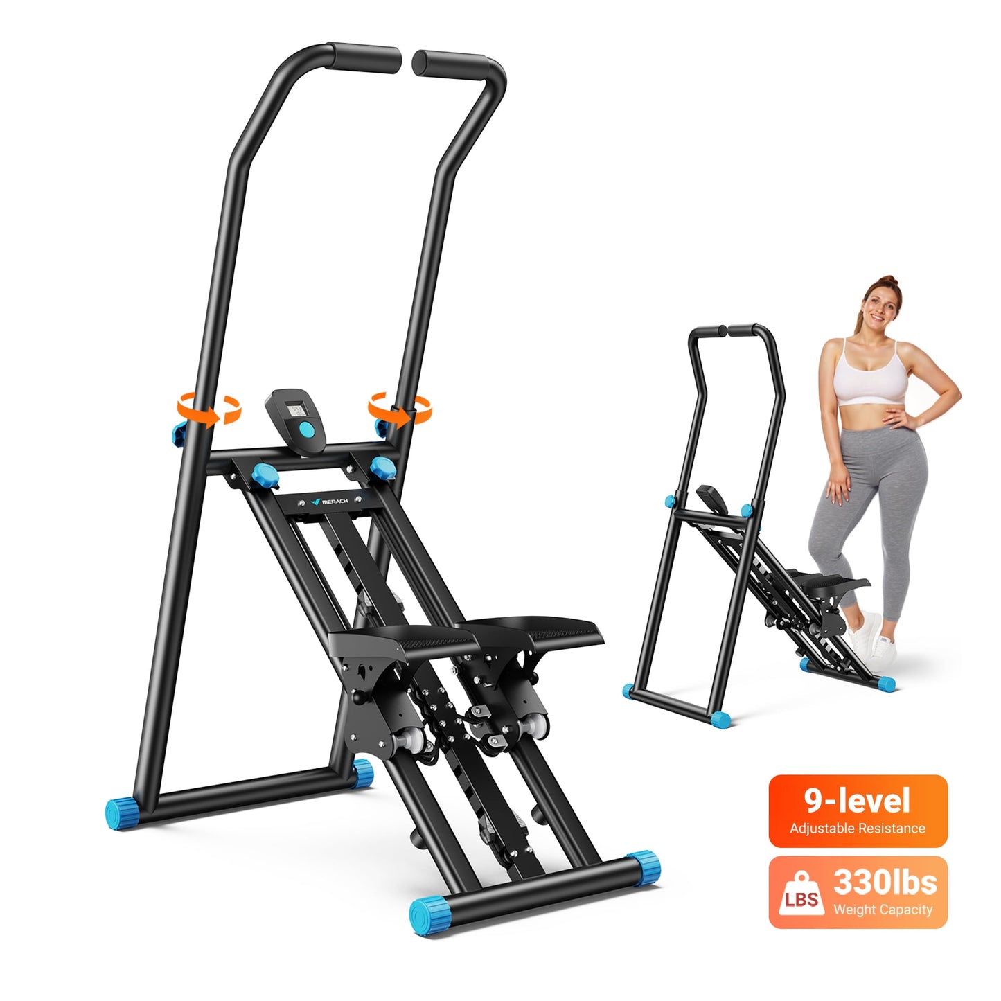Transform Your Home Workouts with the MERACH Compact Foldable Vertical Climber - Ultimate Full-Body Cardio Machine for All Fitness Levels