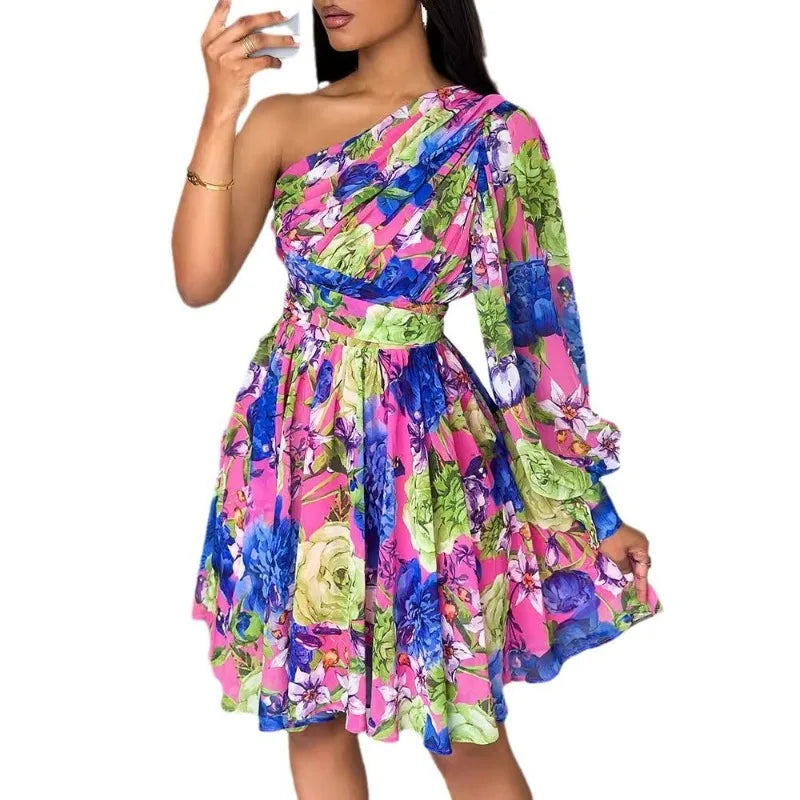 Floral One Shoulder Dress