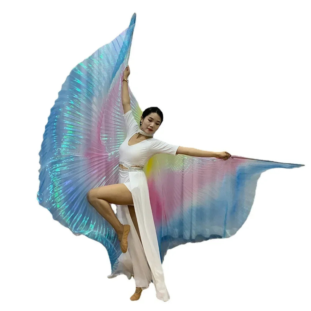 Colorful Gradient Belly Dance Props Egyptian Indian Belly Golden Wings Dance Props for Party Holiday DIY Decoration