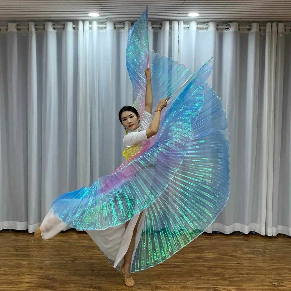 Colorful Gradient Belly Dance Props Egyptian Indian Belly Golden Wings Dance Props for Party Holiday DIY Decoration