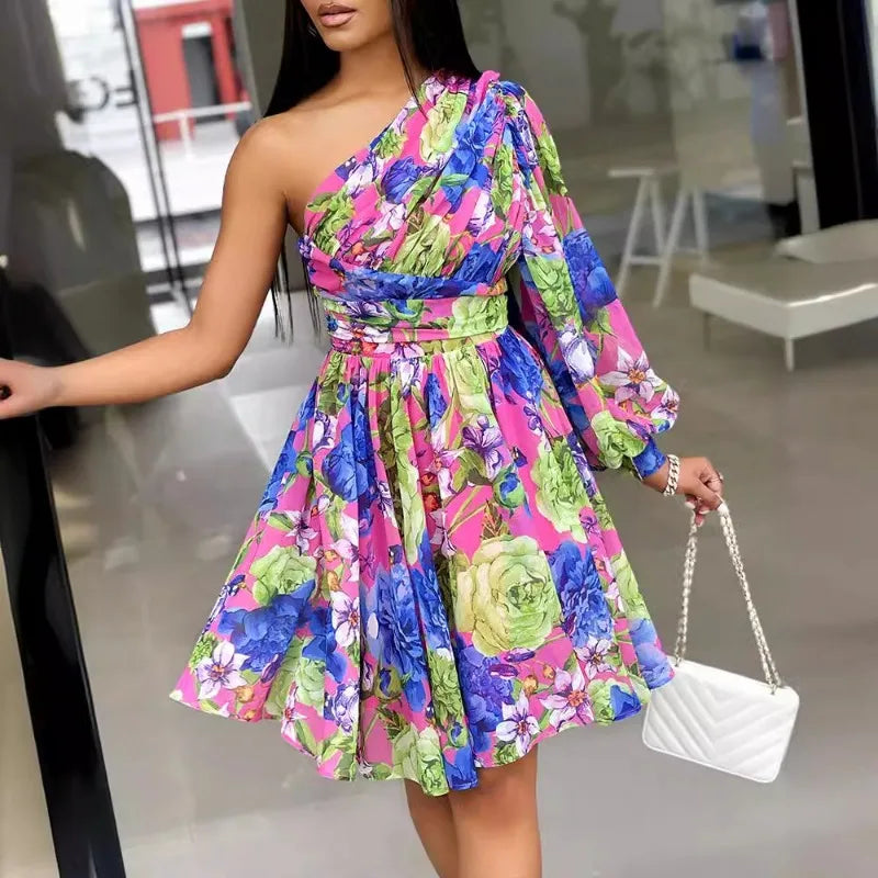 Floral One Shoulder Dress