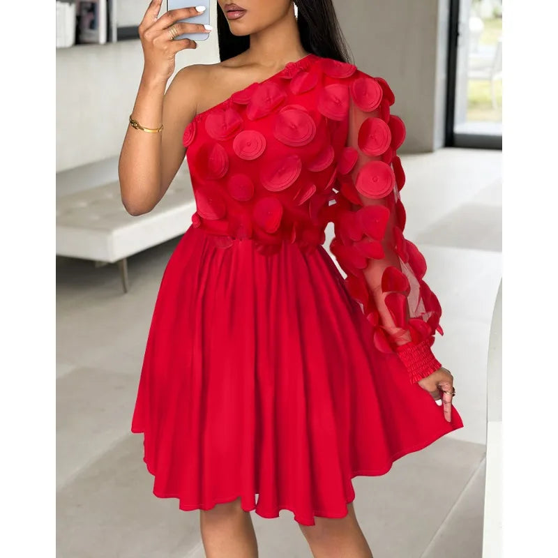 Floral One Shoulder Dress