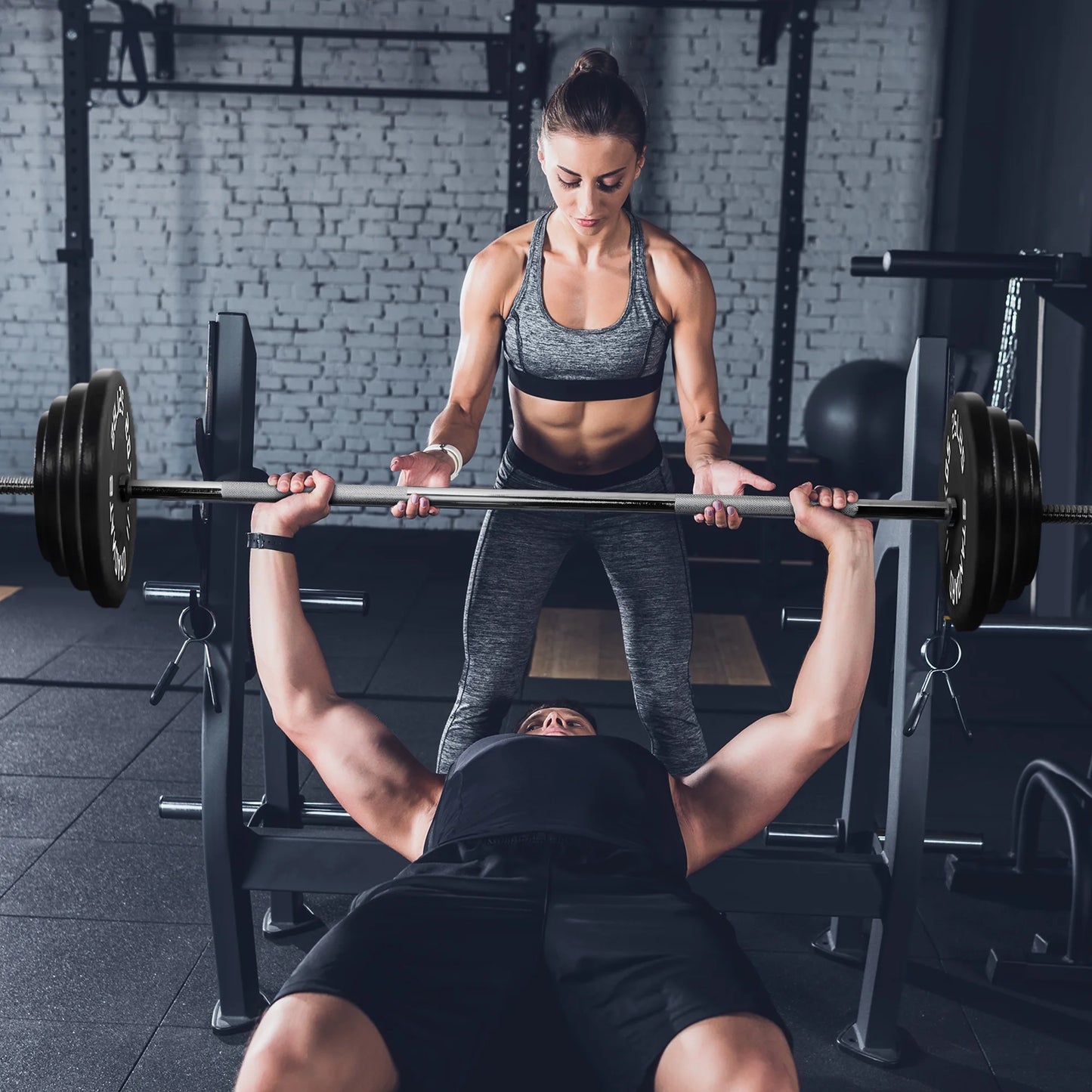 Balancefrom Cast Iron Standard Weight Including 5FT Sectional Standard Barbell with Star Locks, 85-Pound Set