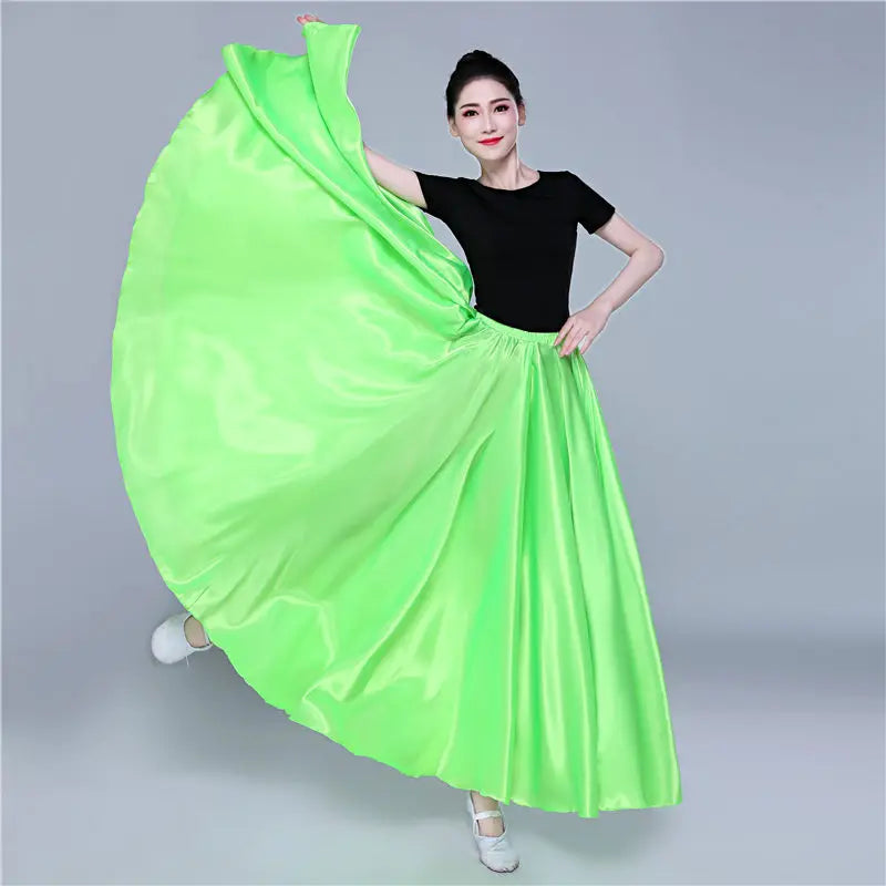 360-Degree Satin Belly Dance Skirt for Women - Gypsy Style Long Dance Skirt Available in 15 Solid Colors Including Purple and Gold