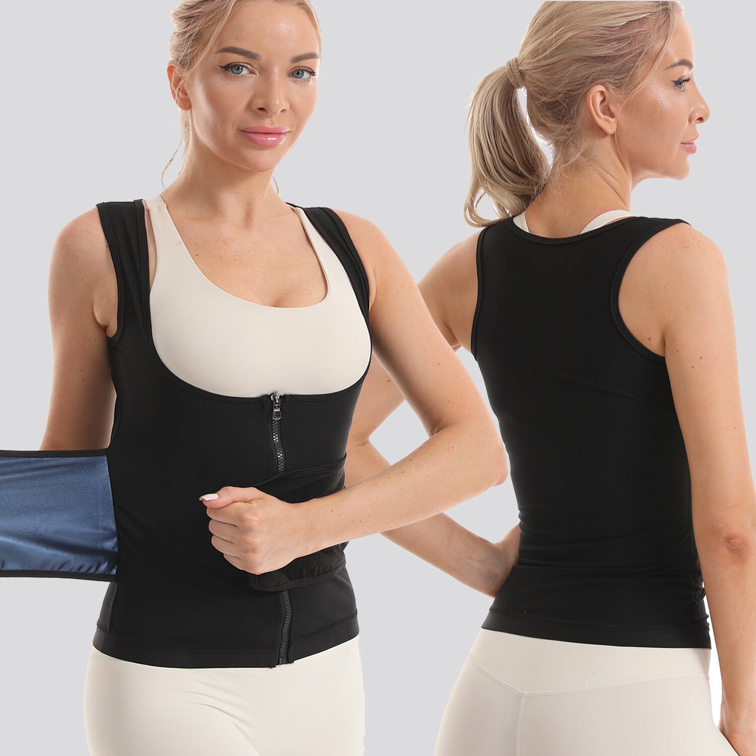 Women Sauna Sweat Suits Weight Loss Workout Vest Waist Trainer Shirt Shapewear