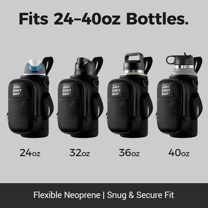 Magnetic Water Bottle Holder Bag with Phone Pocket for 24 32 40 Oz, 5 Strong Magnets Neoprene Water Bottle Carrier Adjustable Crossbody Strap Gym Ourdoor