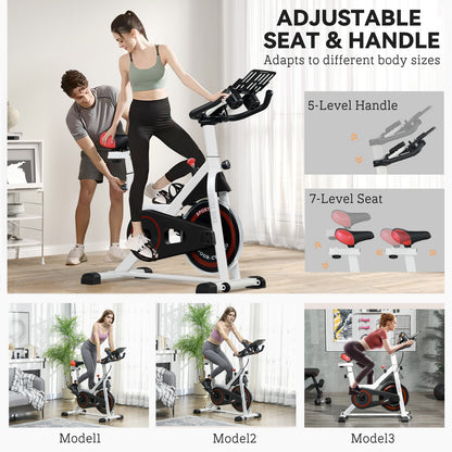 8Kg Flywheel Exercise Bike Adjustable Fitness Cycle Trainer, White