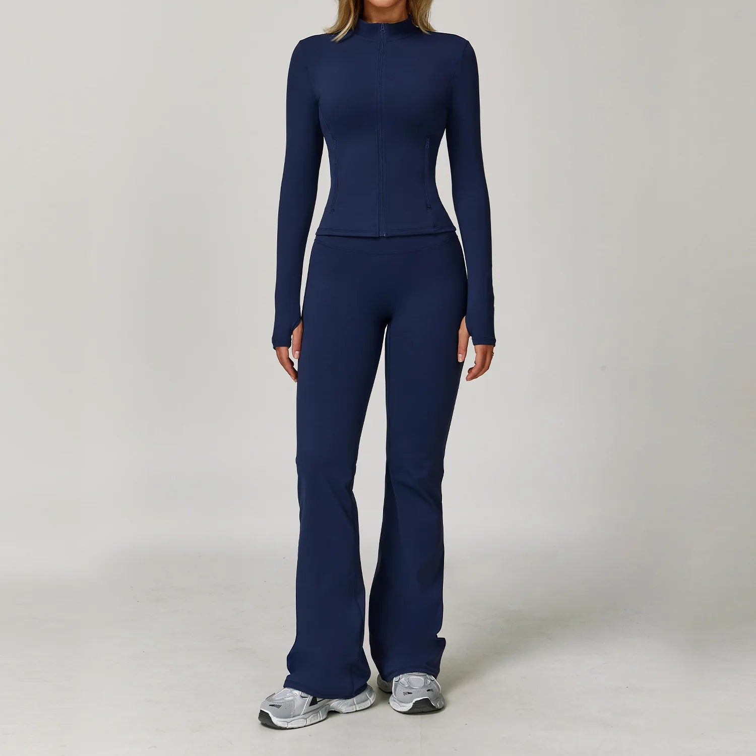 Women's 2/3 Piece Yoga Suit and Gym Set - Long Sleeve Sports Bra and Athletic Wear for Running and Workouts