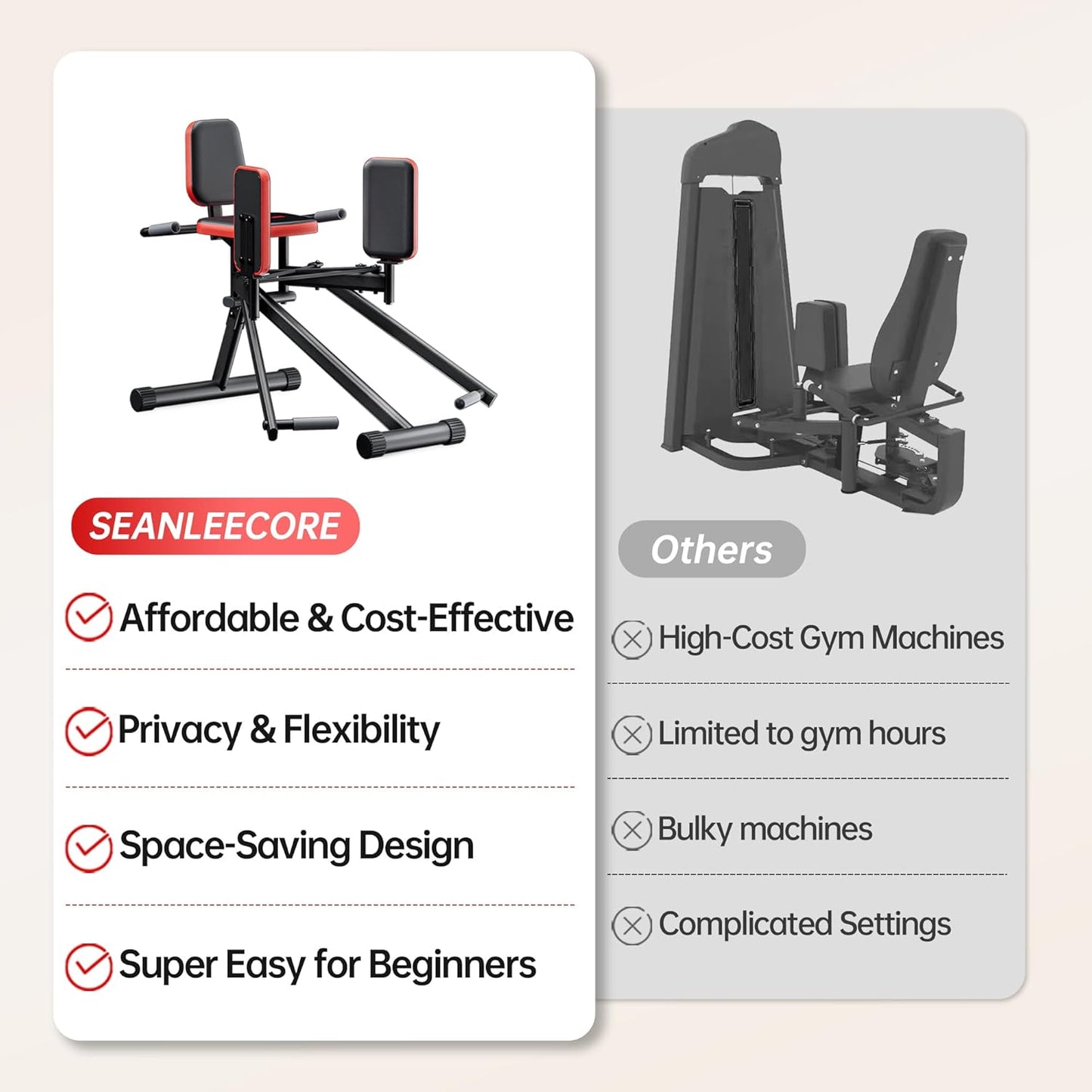 Hip Abductor Machine for Home Gym | Glute & Thigh Exercise Equipment, Outer Thigh Sculpting, Glute Machine for Women, Leg Abductor Machine, Booty Builder for Butt Workout