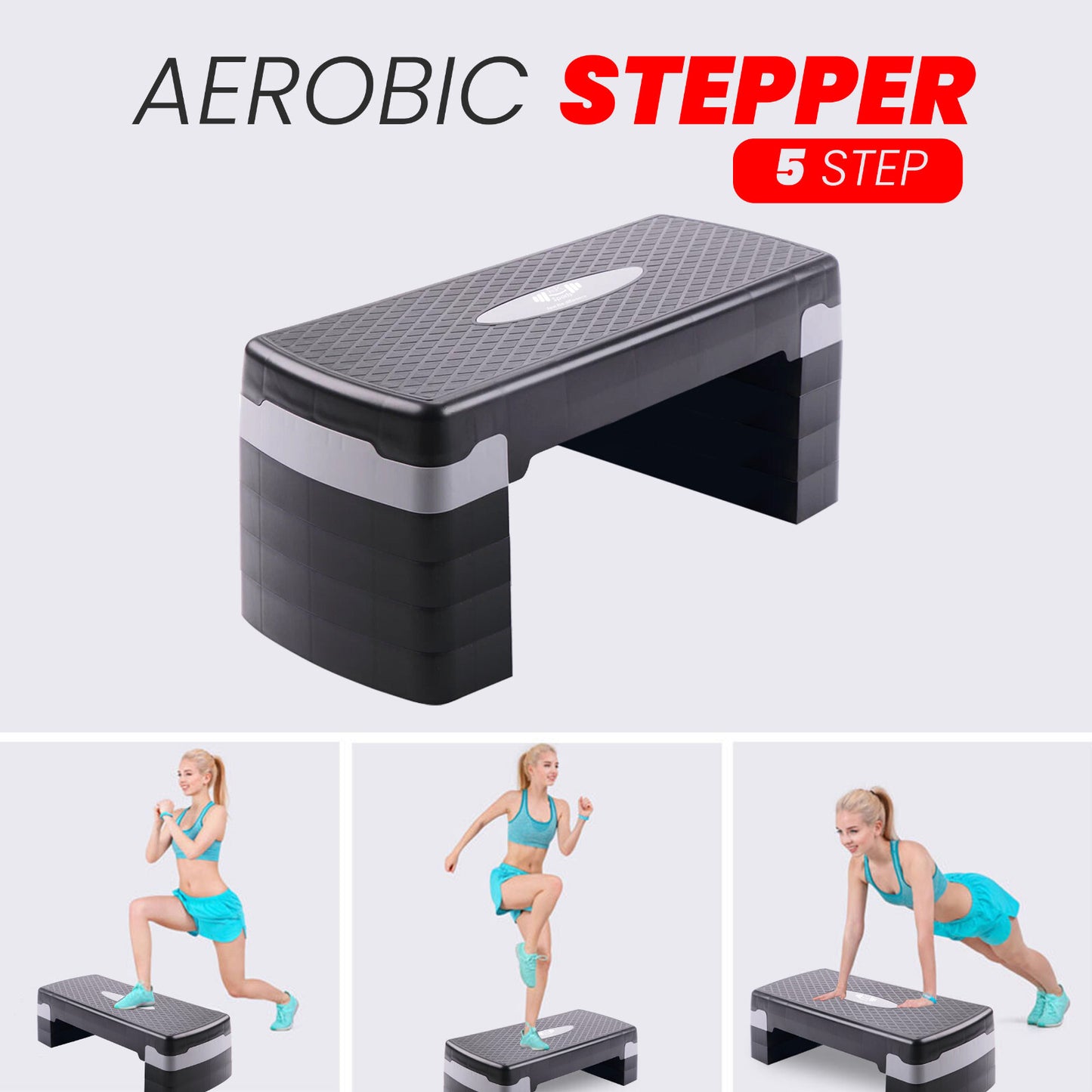 Aerobic Stepper Adjustable Height 2-3-5 Levels Exercise Stepper for Home Yoga