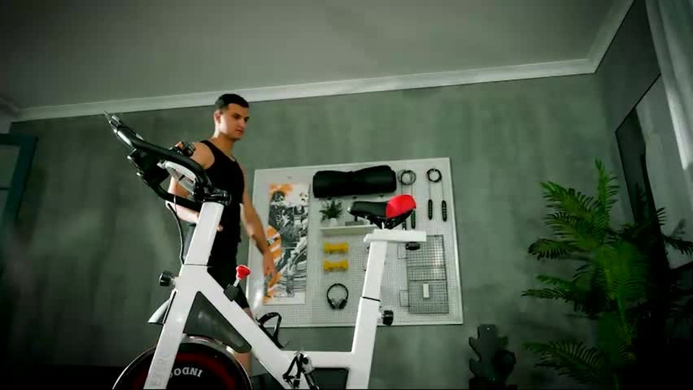 8Kg Flywheel Exercise Bike Adjustable Fitness Cycle Trainer, White