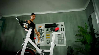 8Kg Flywheel Exercise Bike Adjustable Fitness Cycle Trainer, White