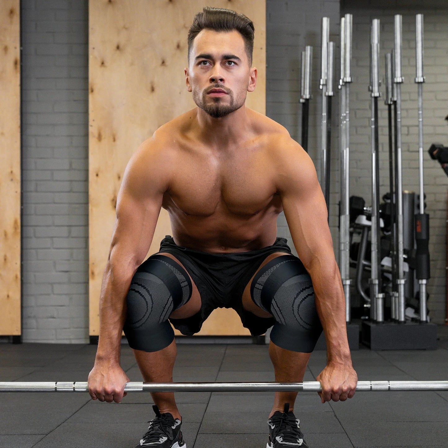 Huryfox 2 Pack Knee Brace, 1 Pair Compression Knee Sleeves for Women & Men, Breathable Joint Pain Relief Knee Support (Gray XXL)