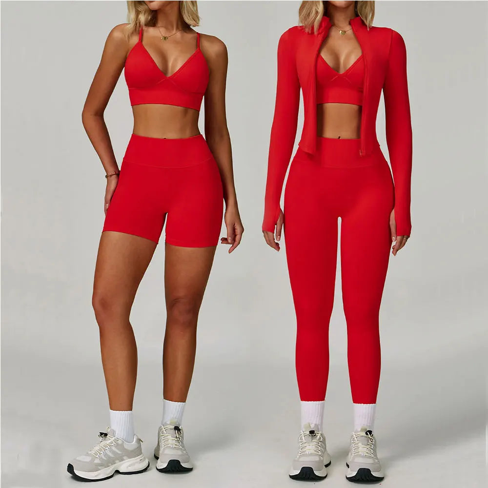 Women's Yoga Set - 2/3 Piece Gym Apparel, High Waist Leggings and Sports Bra for Fitness and Workout