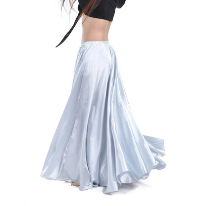 360-Degree Satin Belly Dance Skirt for Women - Gypsy Style Long Dance Skirt Available in 15 Solid Colors Including Purple and Gold