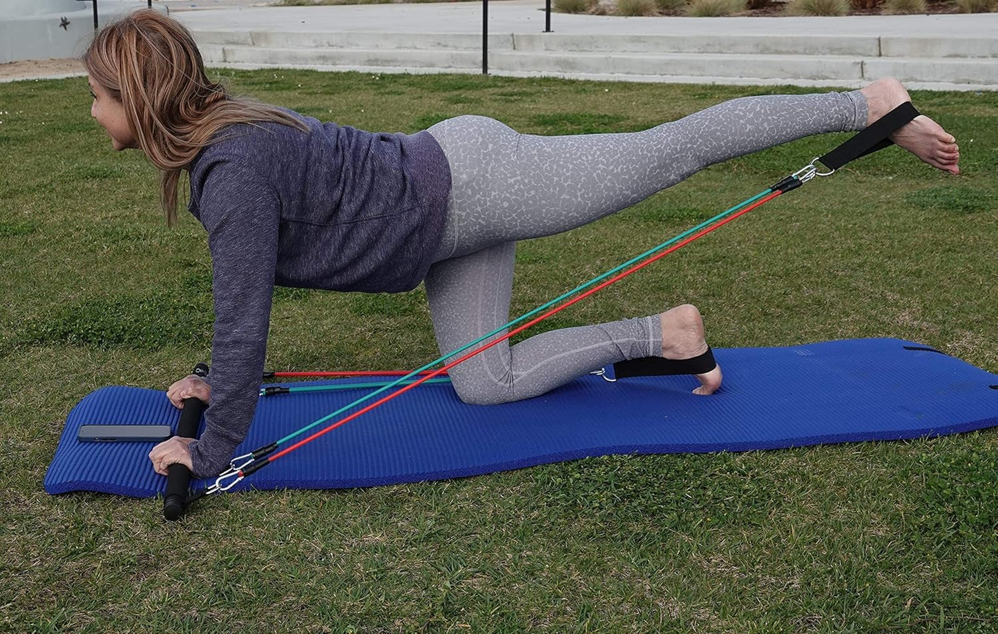 ® Pilates Bar Kit & Video,Portable Home Gym, 6 to 12 Resistance Bands or with Waist Trainer,Reformer,Workout Equipment,Exercise Squat,Body Fitness Stick,Yoga Toning Abs Arms & Legs,Booklet