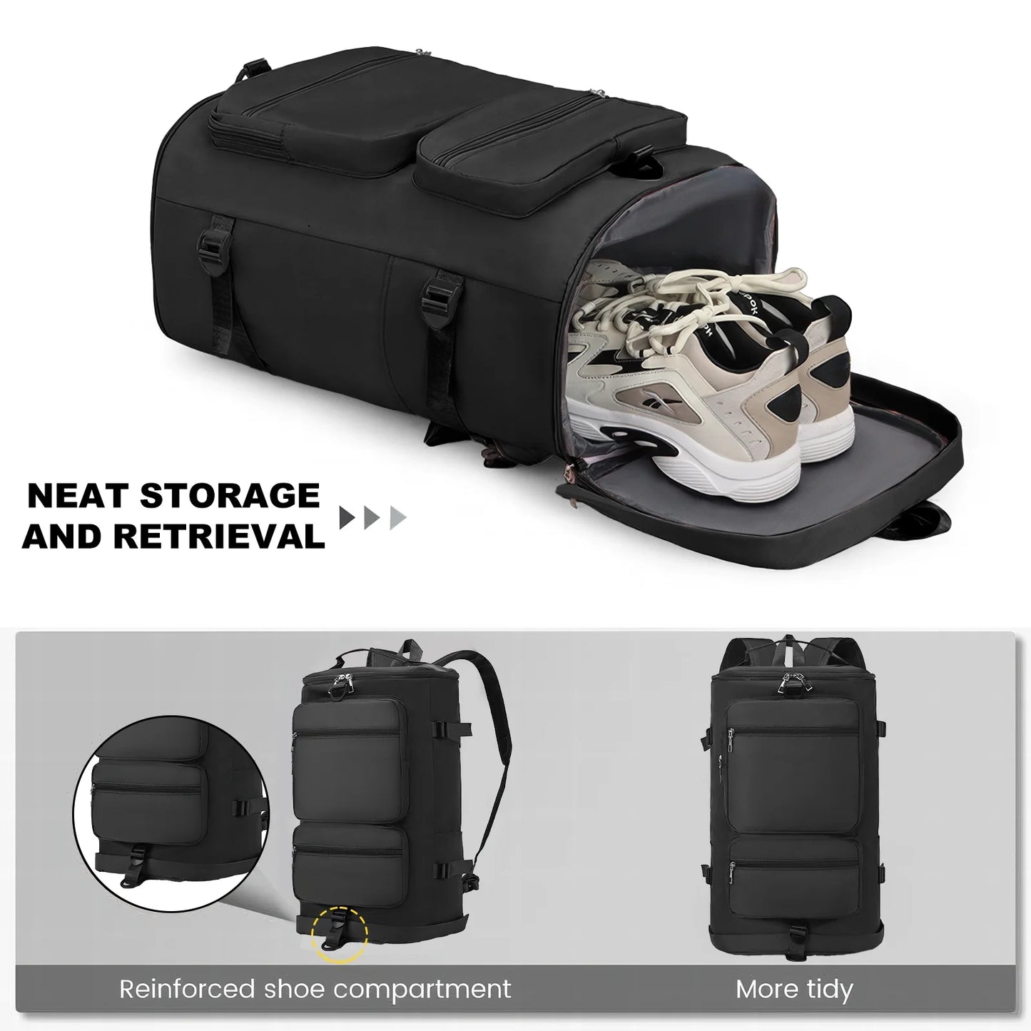 Gynky Duffle Bag Gym Bags Waterproof Sports Duffel Bags Travel Weekender Bag for Men Women Overnight Bag with Shoes Compartment