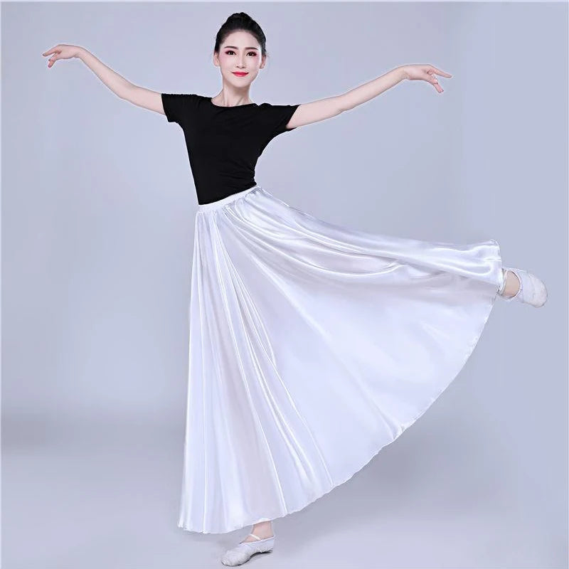 360-Degree Satin Belly Dance Skirt for Women - Gypsy Style Long Dance Skirt Available in 15 Solid Colors Including Purple and Gold