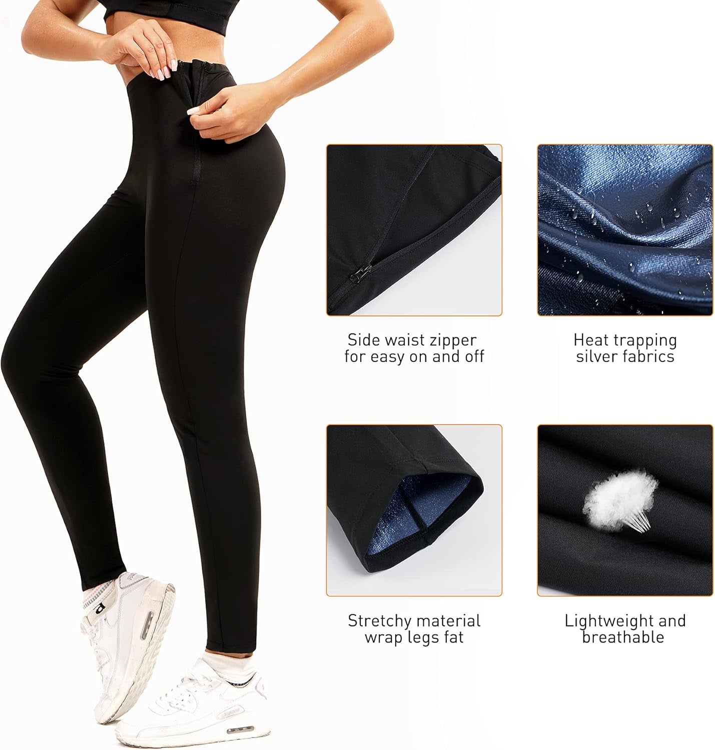 Women Sauna Sweat Pants Training Leggings Gym Exercise Capri Pants Sweating Body Shaper (Blue, Large)