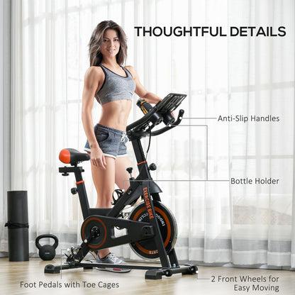 8Kg Flywheel Exercise Bike Adjustable Fitness Cycle Trainer, Black