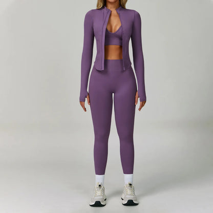 Women's Yoga Set - 2/3 Piece Gym Apparel, High Waist Leggings and Sports Bra for Fitness and Workout