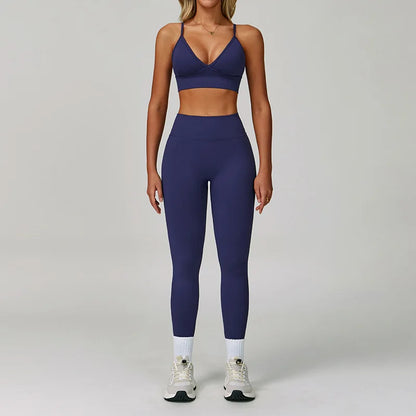 Women's Yoga Set - 2/3 Piece Gym Apparel, High Waist Leggings and Sports Bra for Fitness and Workout