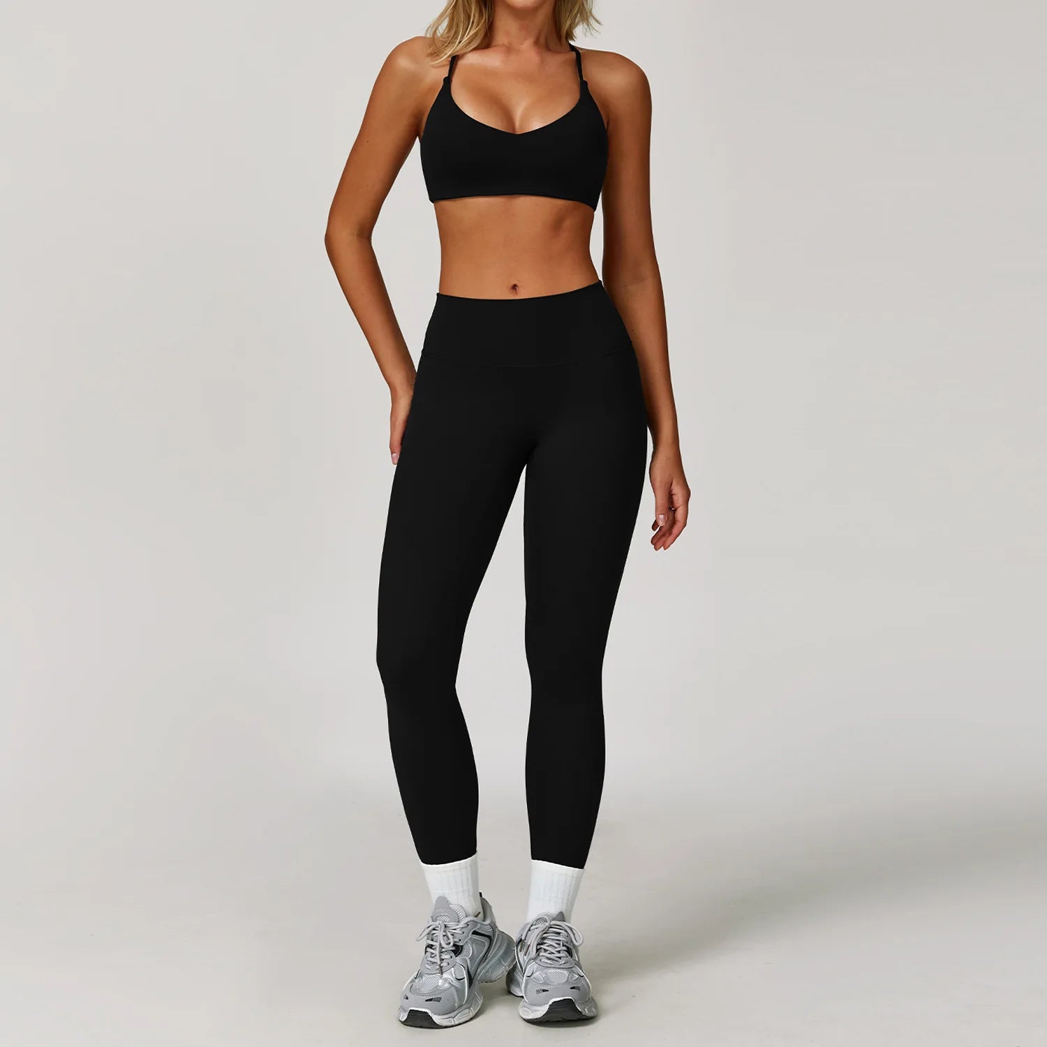 Women's 2/3 Piece Yoga Suit and Gym Set - Long Sleeve Sports Bra and Athletic Wear for Running and Workouts