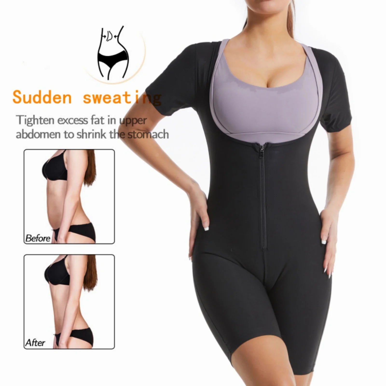 Women's Sauna Suit for Weight Loss, 3-in-1 Sweat Vest Waist Trainer and Full Body Shaper Workout Top in Black and Blue, Size 3XL