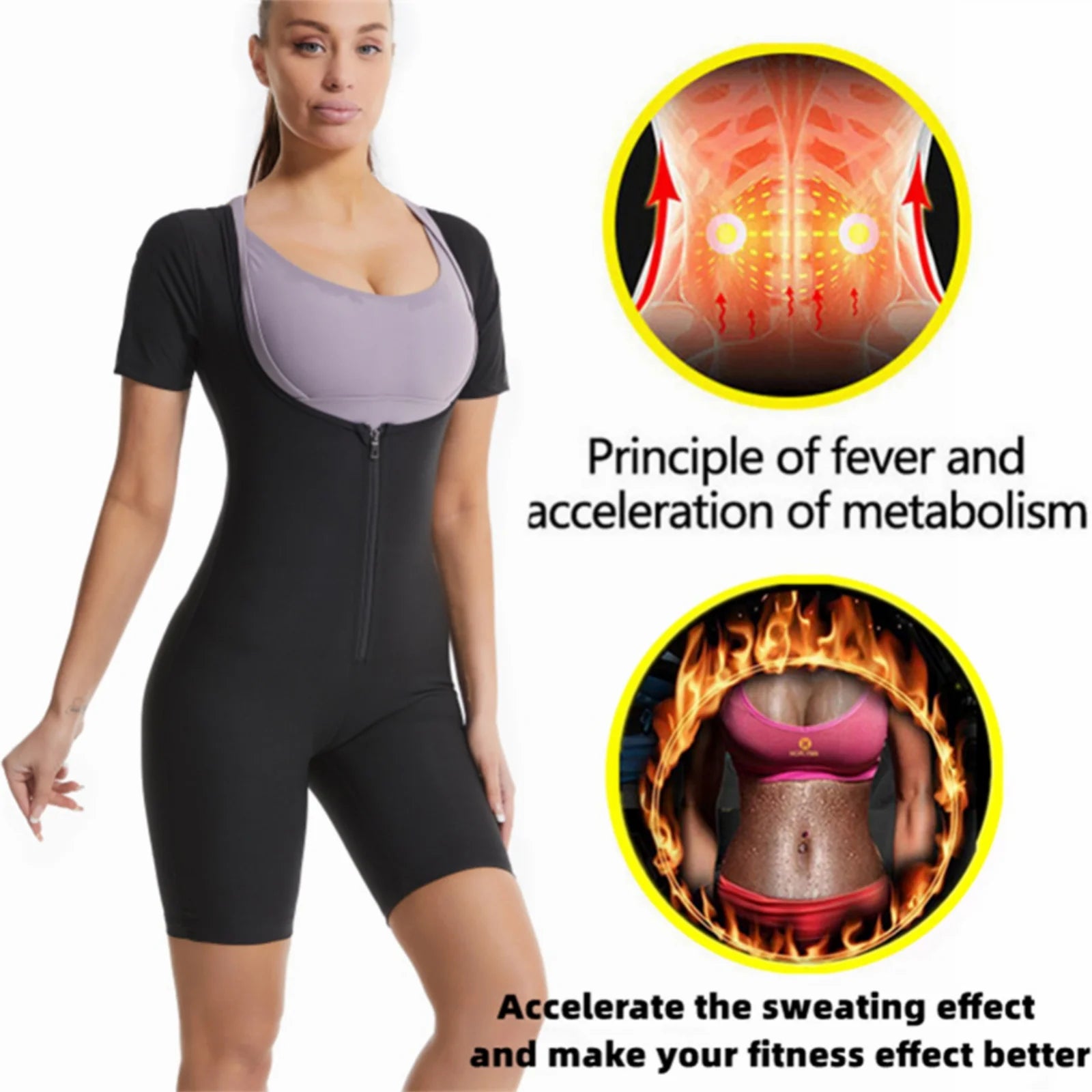Women's Sauna Suit for Weight Loss, 3-in-1 Sweat Vest Waist Trainer and Full Body Shaper Workout Top in Black and Blue, Size 3XL