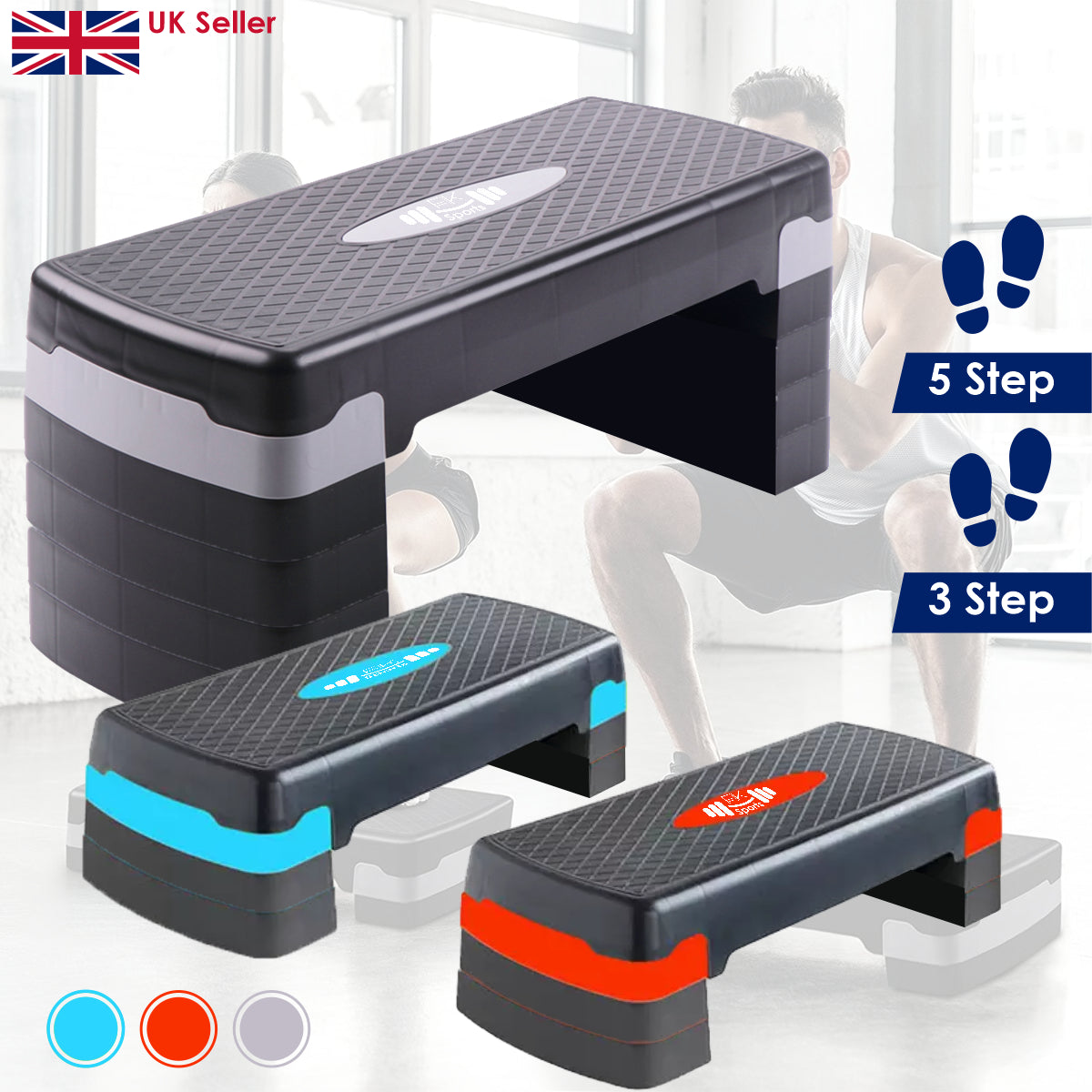 Aerobic Stepper Adjustable Height 2-3-5 Levels Exercise Stepper for Home Yoga