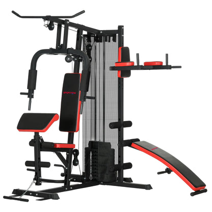 Multi Gym Workout Station with 65Kg Weight Stack, Sit up Bench, Push up Stand, Dip Station, Adjustable