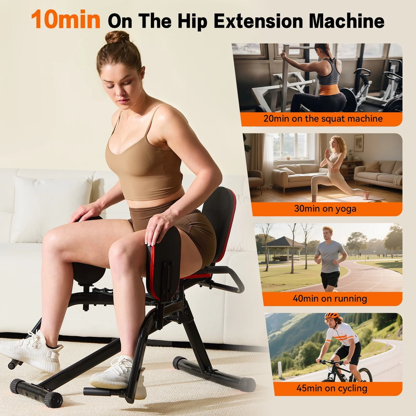 HXD-ERGO Home Gym Hip Abductor Machine - Quiet Glute & Leg Workout Equipment with 6-Level Resistance for Men/Women Hips Shaping ，Max Load 440 Lbs