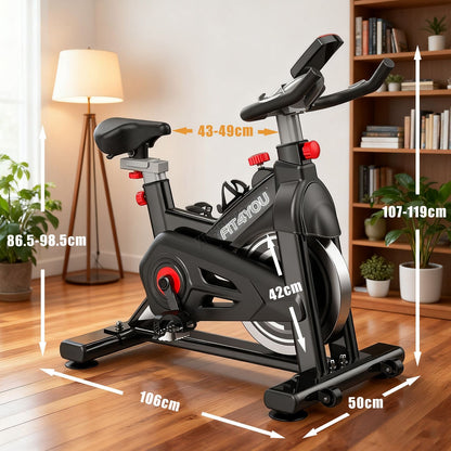 Exercise Bike Indoor Cycling Home Gym Workout Cardio Fitness LCD Monitor Black