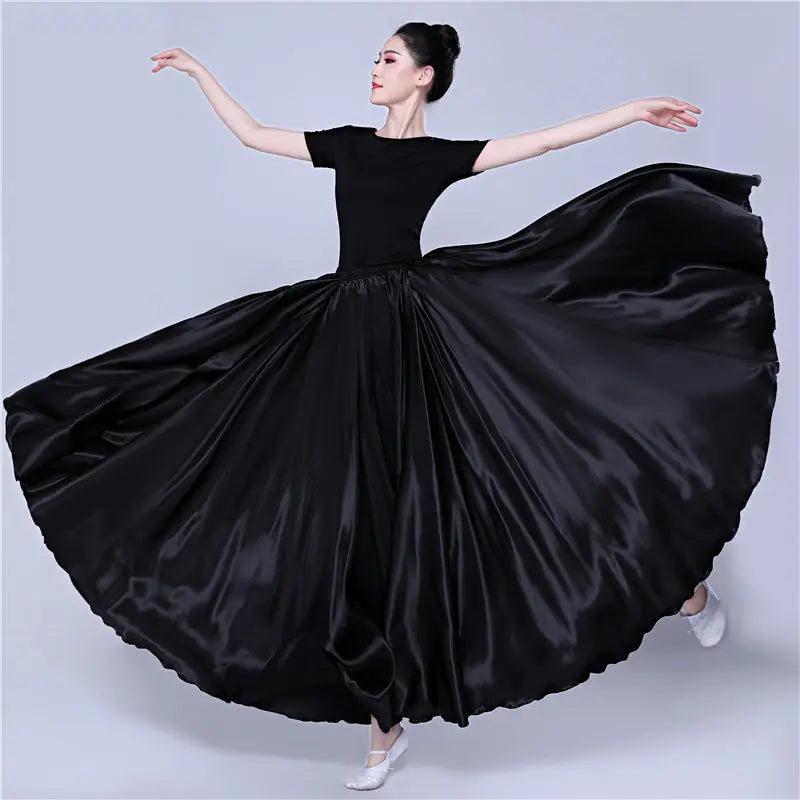 360-Degree Satin Belly Dance Skirt for Women - Gypsy Style Long Dance Skirt Available in 15 Solid Colors Including Purple and Gold