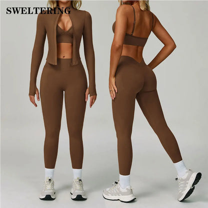Women's Yoga Set - 2/3 Piece Gym Apparel, High Waist Leggings and Sports Bra for Fitness and Workout