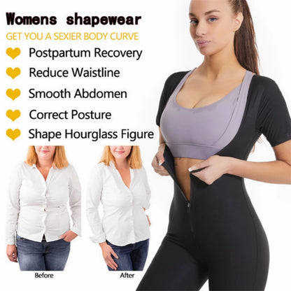 Women's Sauna Suit for Weight Loss, 3-in-1 Sweat Vest Waist Trainer and Full Body Shaper Workout Top in Black and Blue, Size 3XL