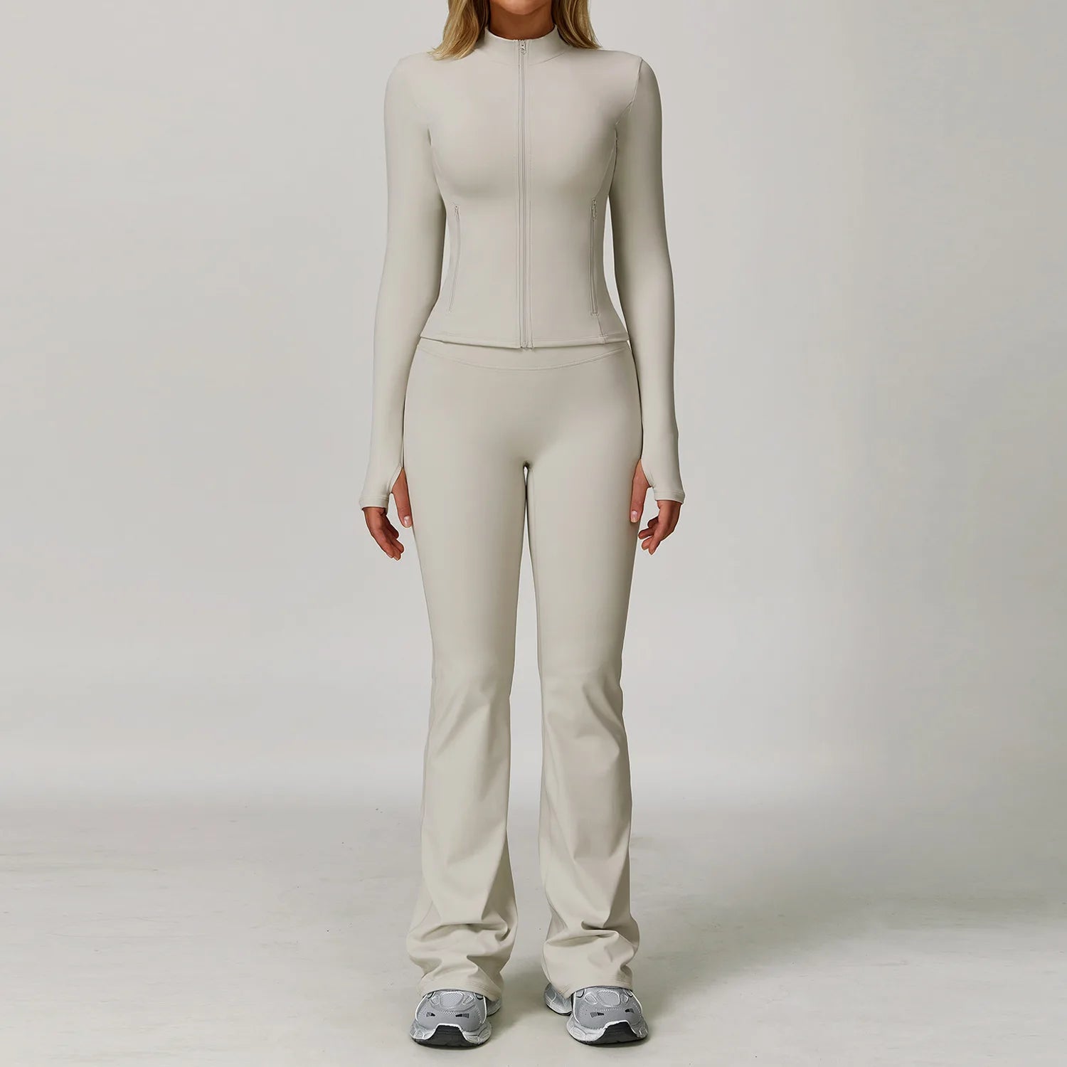 Women's 2/3 Piece Yoga Suit and Gym Set - Long Sleeve Sports Bra and Athletic Wear for Running and Workouts