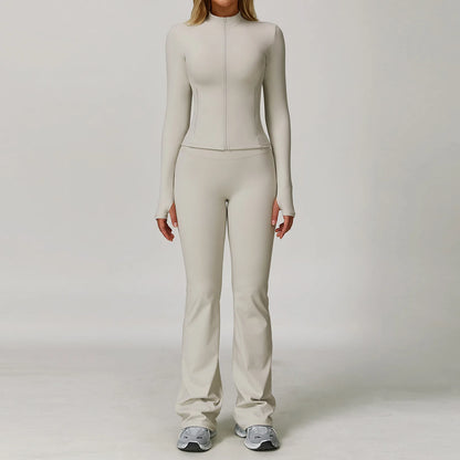 Women's 2/3 Piece Yoga Suit and Gym Set - Long Sleeve Sports Bra and Athletic Wear for Running and Workouts