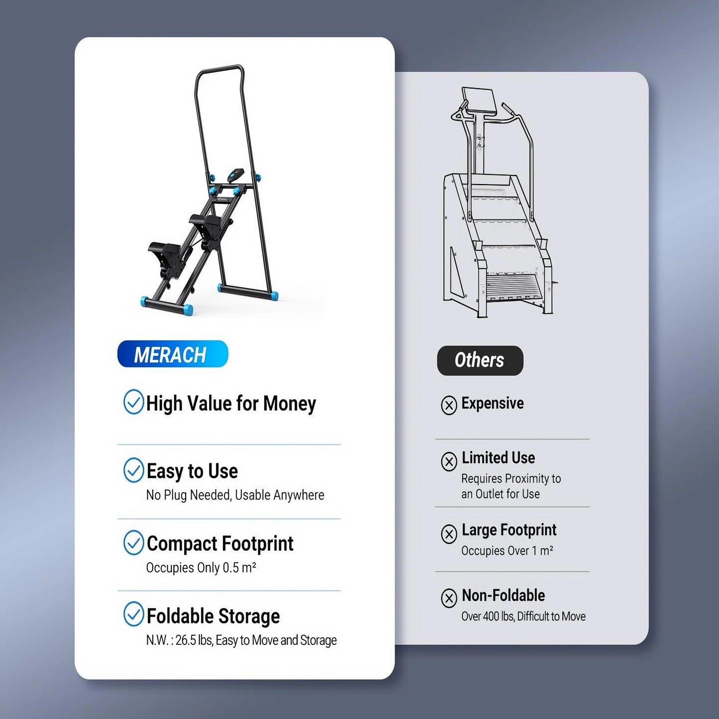 MERACH Stair Stepper for Home Compact Foldable Vertical Climber - Full-Body Workout Stepper, Home Gym Cardio Exercise Equipment