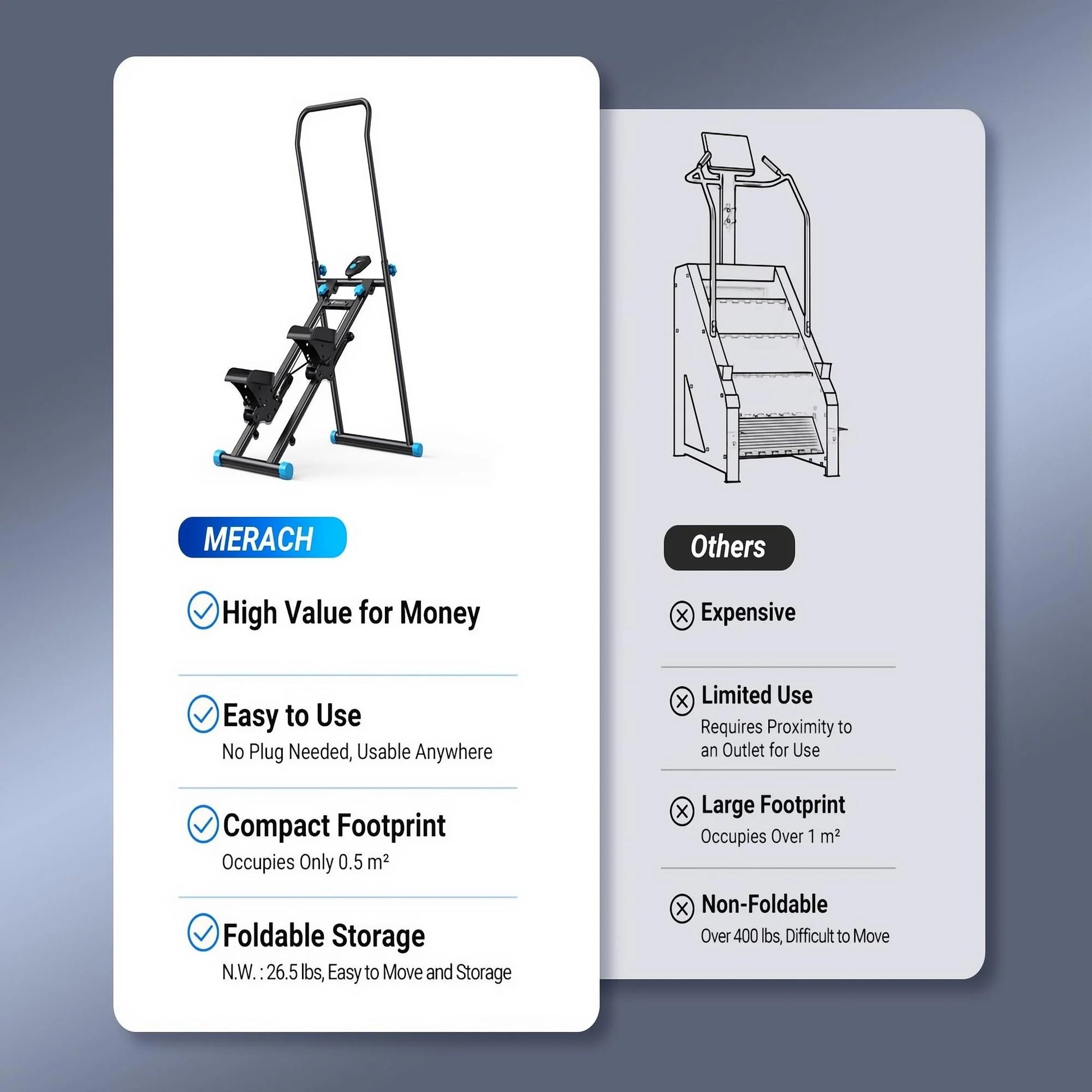 MERACH Stair Stepper for Home Compact Foldable Vertical Climber - Full-Body Workout Stepper, Home Gym Cardio Exercise Equipment