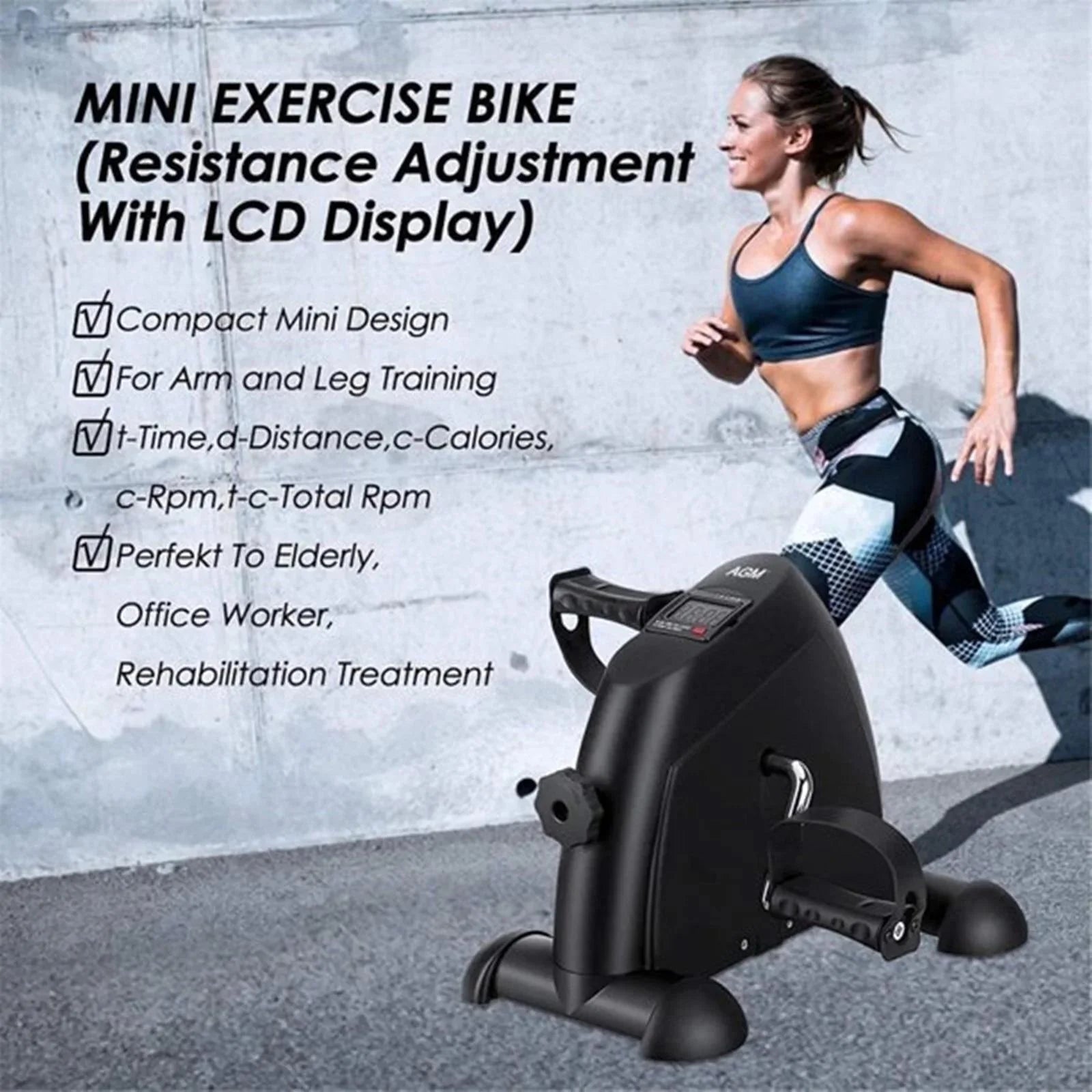 BAOKALER Desk Bike Pedal Exerciser, Mini Exercise Bike Stepper Indoor Exercise, Elder Bike Pedal Exerciser under Desk Fitness Equipment with LCD Screen Display