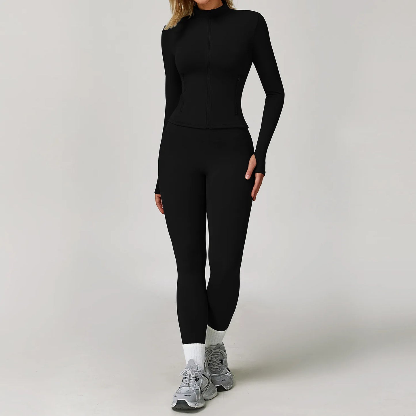 Women's 2/3 Piece Yoga Suit and Gym Set - Long Sleeve Sports Bra and Athletic Wear for Running and Workouts