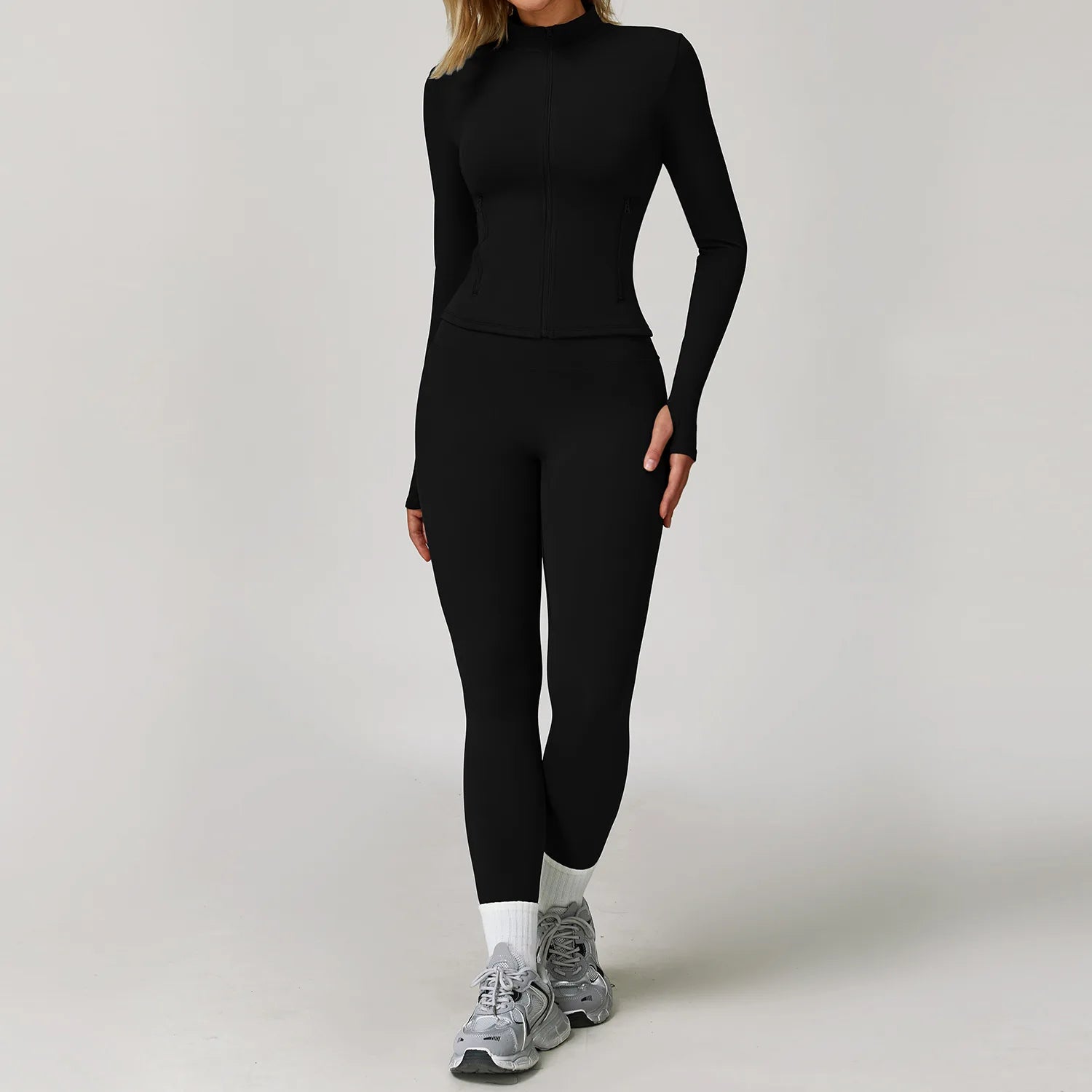 Women's 2/3 Piece Yoga Suit and Gym Set - Long Sleeve Sports Bra and Athletic Wear for Running and Workouts