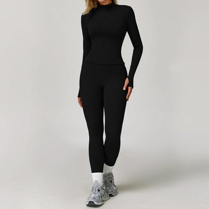 Women's 2/3 Piece Yoga Suit and Gym Set - Long Sleeve Sports Bra and Athletic Wear for Running and Workouts