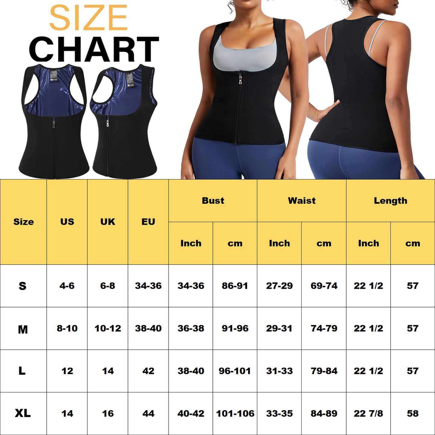 Women Sauna Sweat Suits Weight Loss Workout Vest Waist Trainer Shirt Shapewear