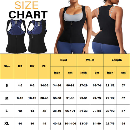 Women Sauna Sweat Suits Weight Loss Workout Vest Waist Trainer Shirt Shapewear