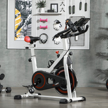 8Kg Flywheel Exercise Bike Adjustable Fitness Cycle Trainer, White