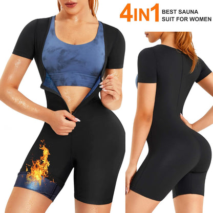Women Sauna Sweat Suits Weight Loss Workout Vest Waist Trainer Shirt Shapewear