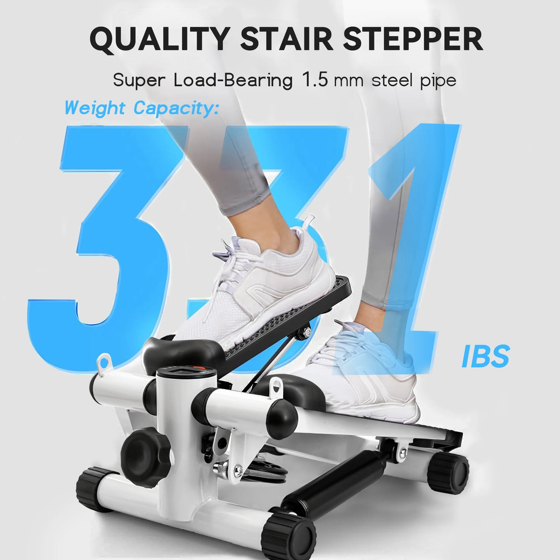 OPMUKIN Mute the Sound Stair Stepper with Resistance Bands, 331 LBS Loading Capacity, Black