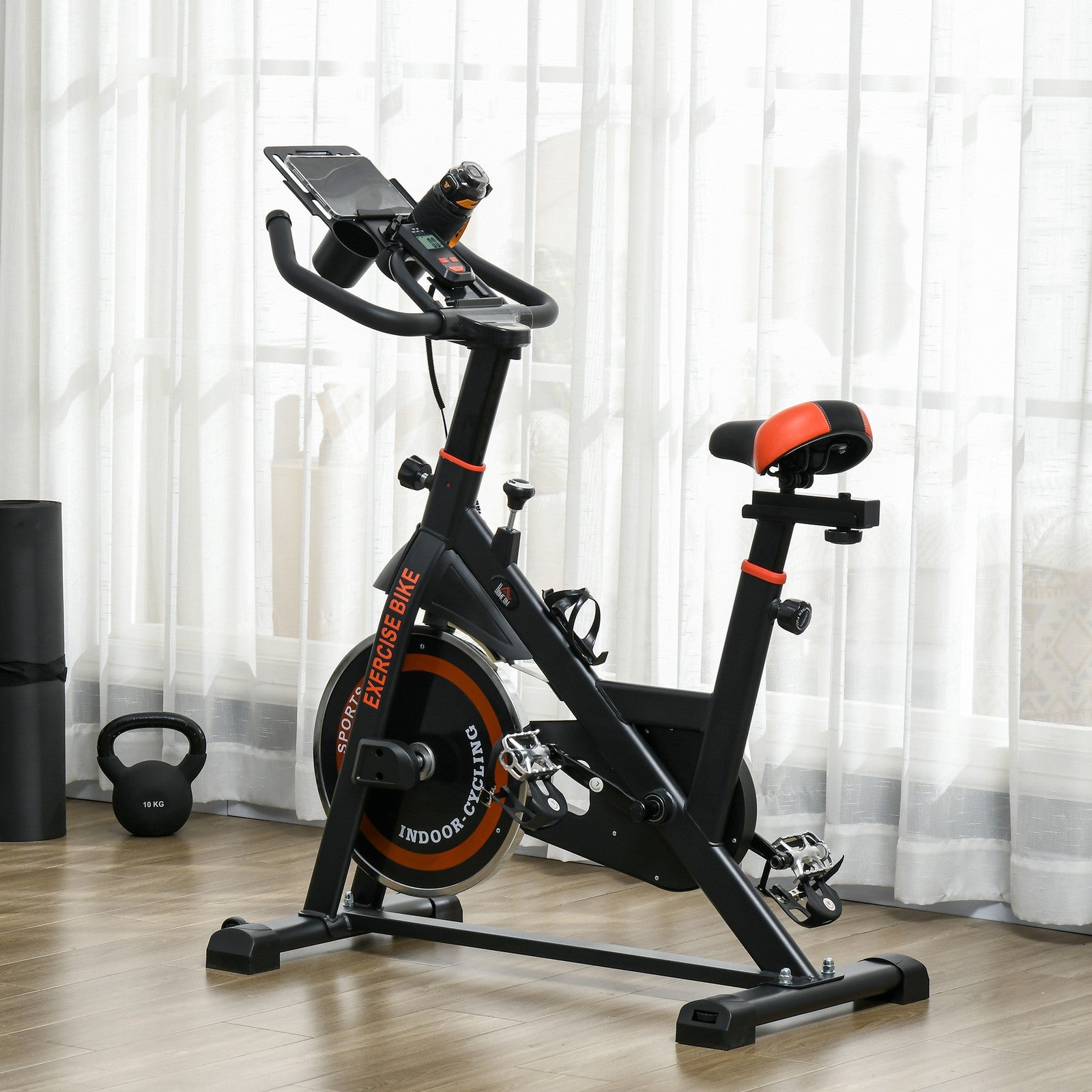 8Kg Flywheel Exercise Bike Adjustable Fitness Cycle Trainer, Black